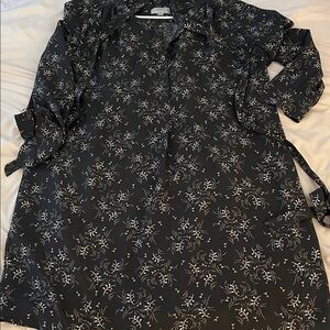 Black Floral-Print Longline Tunic Dress